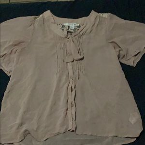 pink button up see through blouse